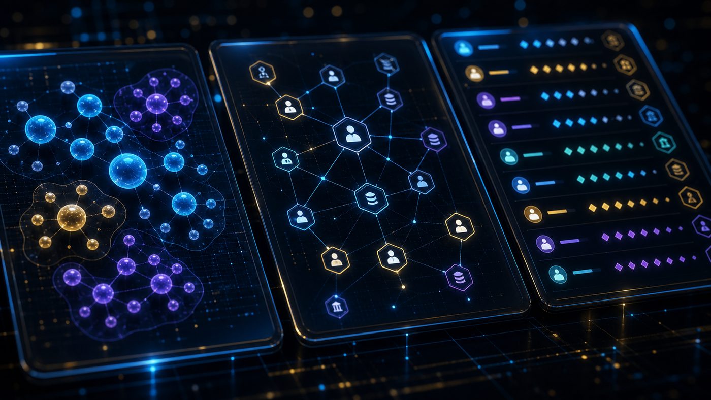 Close-up abstract view of holder map, wallet cluster graph, and grading console surfaces